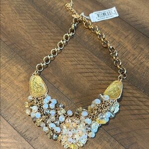 Natasha Gold Tone Link and Yellow Tone Statement Necklace NWT